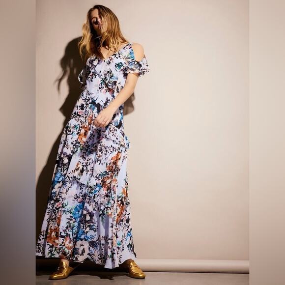 Free People Floral Watercolor Maxi Dress Size 12 - Picture 1 of 11